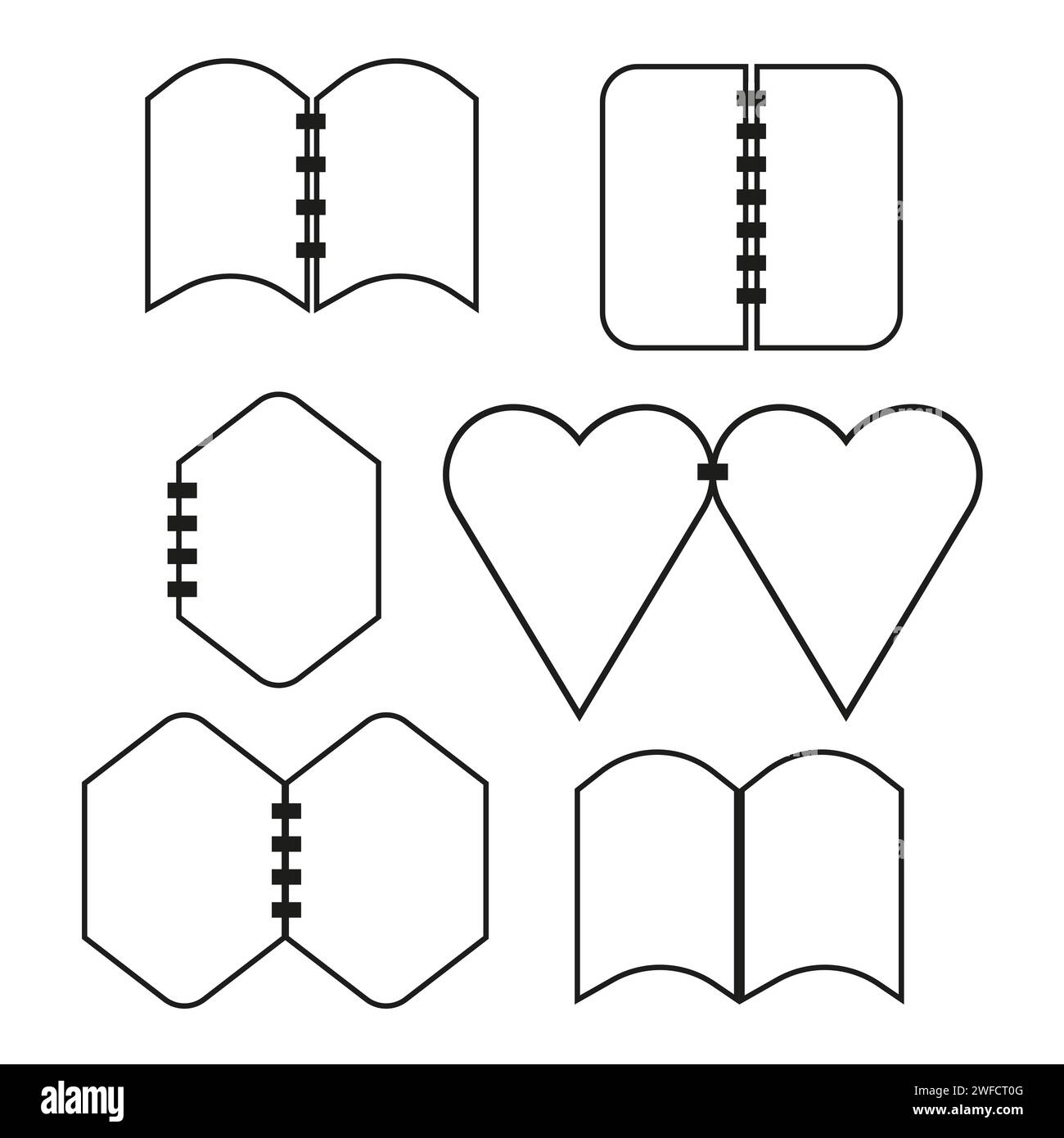 Line art books icons different shapes. Education, knowledge, study ...