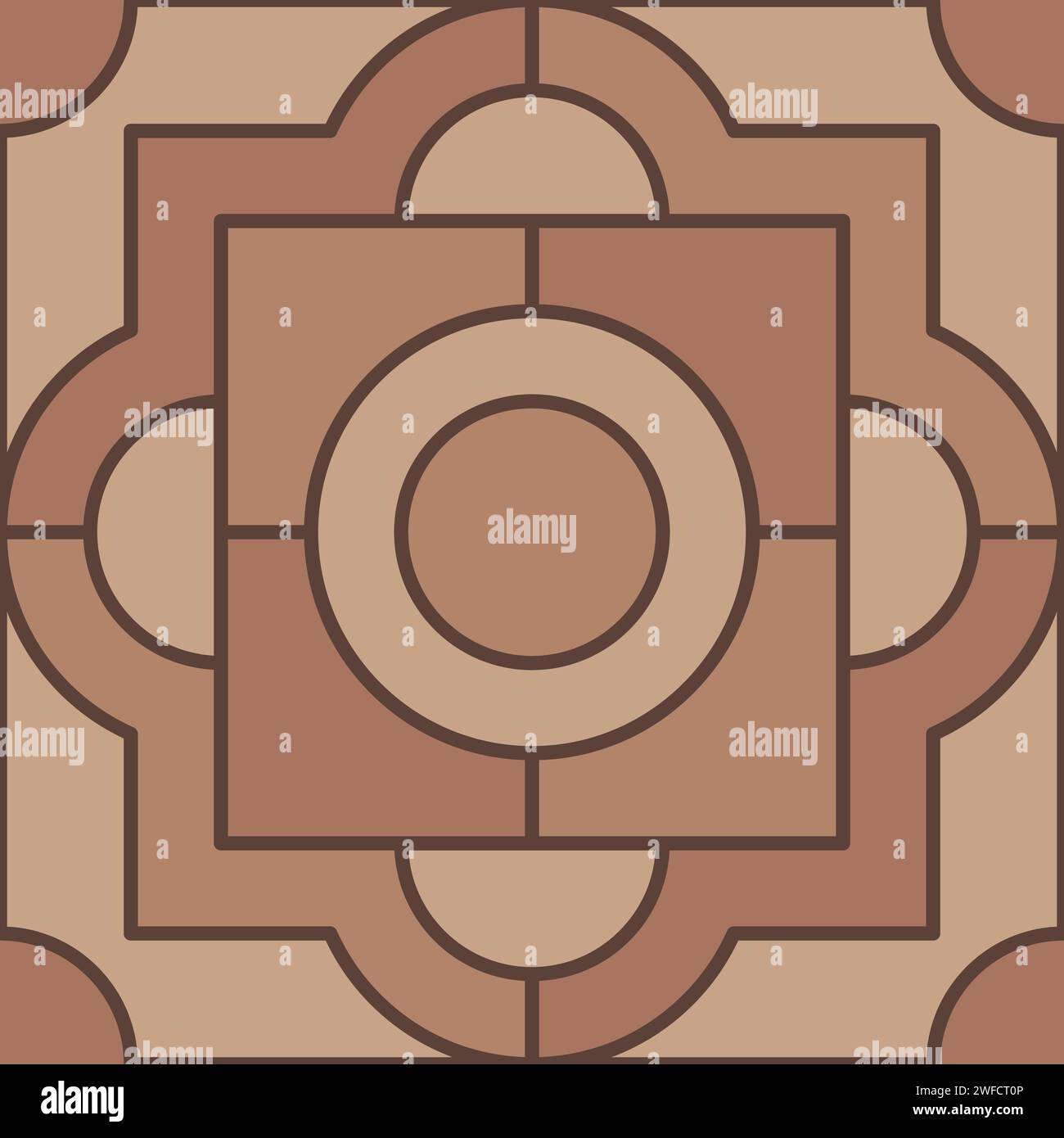 Cobblestone pavement plan, street or walkway paving. Vector floor tile or laminate wood flooring with contrasting blocks and bricks inlay, top view Stock Vector