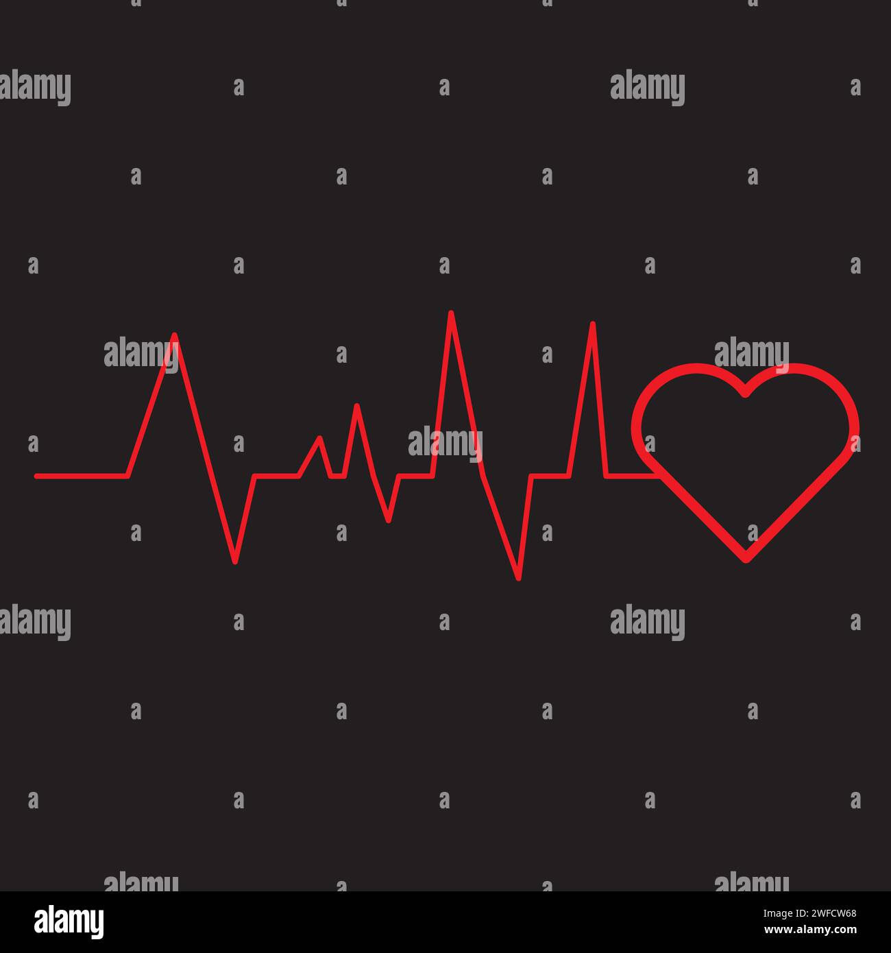 life line on black background. Heart wave. Vector illustration. stock image. EPS 10. Stock Vector