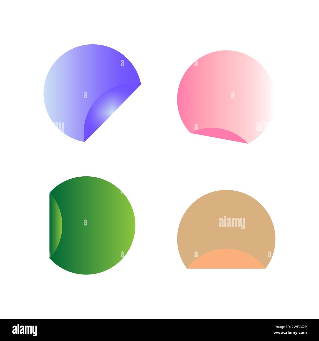 round label stickers. round sticker labels with a curved corner. Vector