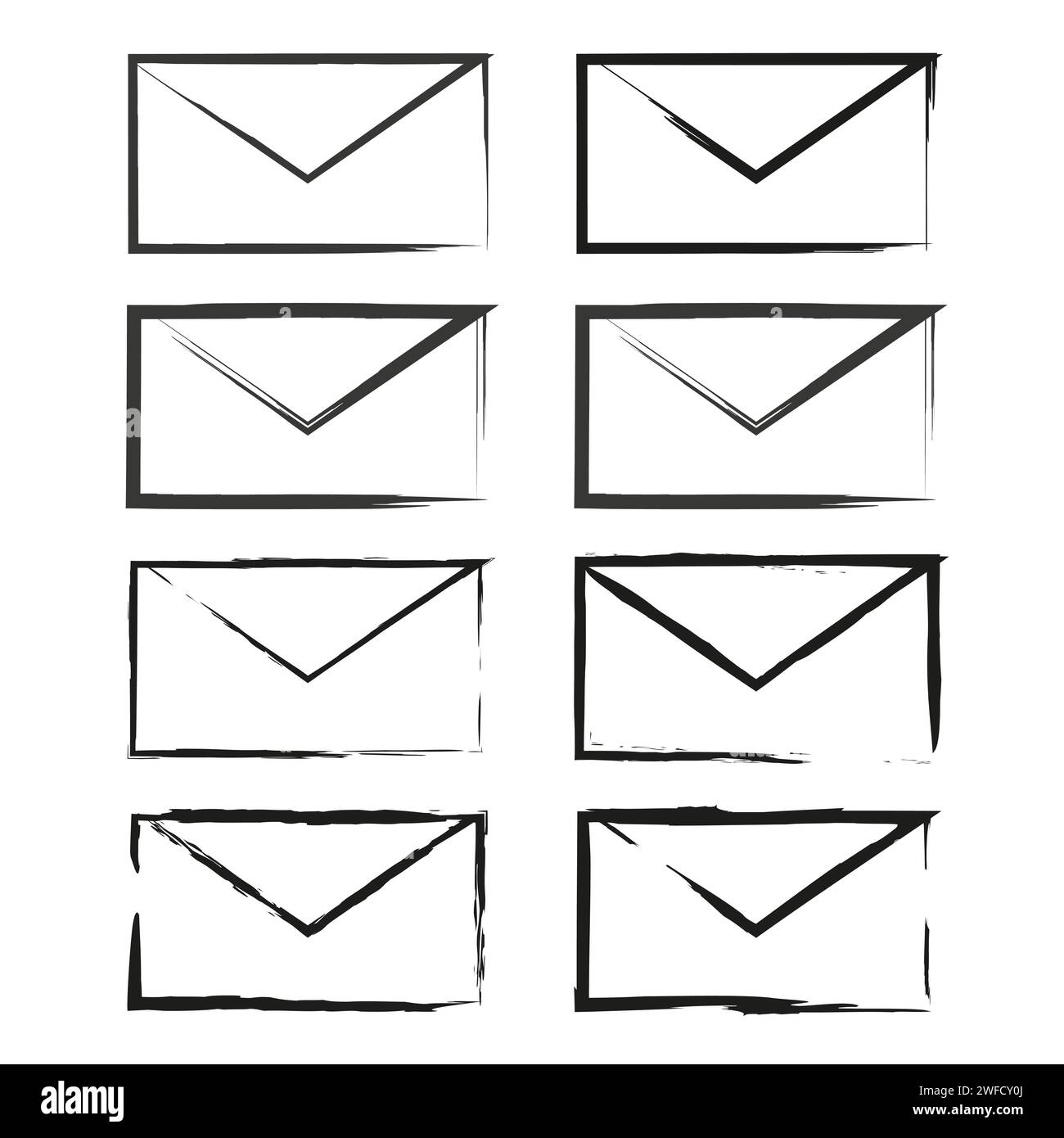 Modern brush envelopes, great design for any purposes. Mail service concept. Vector illustration. stock image. EPS 10. Stock Vector