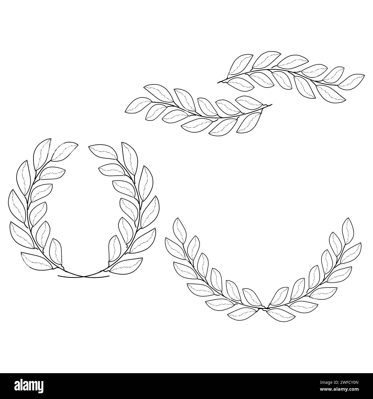 Wreaths gray in flat style. Certificate design. Royal icon. Vector illustration. stock image. EPS 10. Stock Vector
