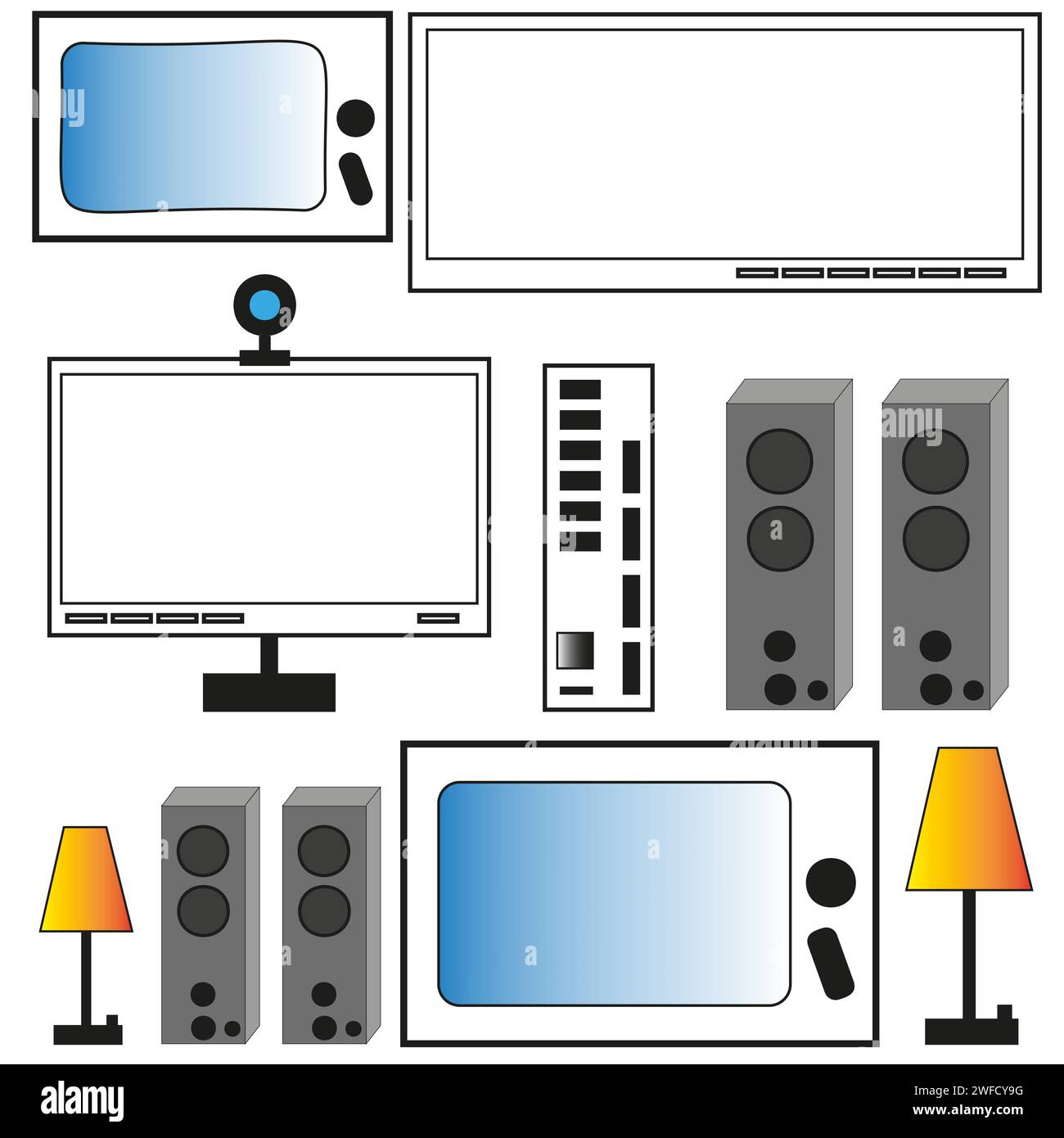 Household appliances for different purposes. Various home appliances. vector illustration. stock image. EPS 10. Stock Vector