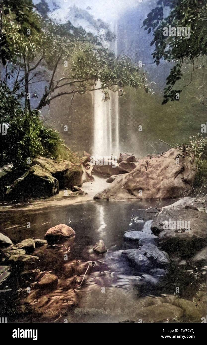 A WATERFALL NEAR ESCUINTLA Guatemala Stock Photo