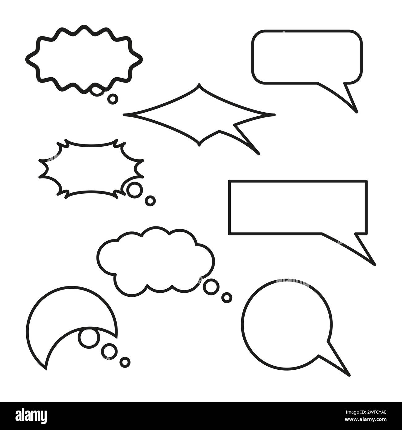 Chat message icon. White text box. Message tag. Cloud icon. Speak icon