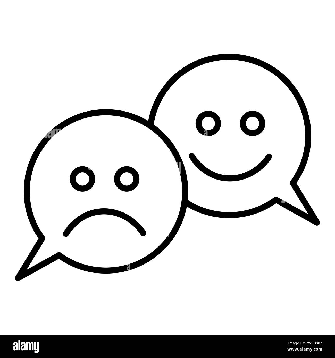 chat icon with emoticon. Facial expression. chat bubble. Sad face. Vector illustration. stock image. EPS 10. Stock Vector