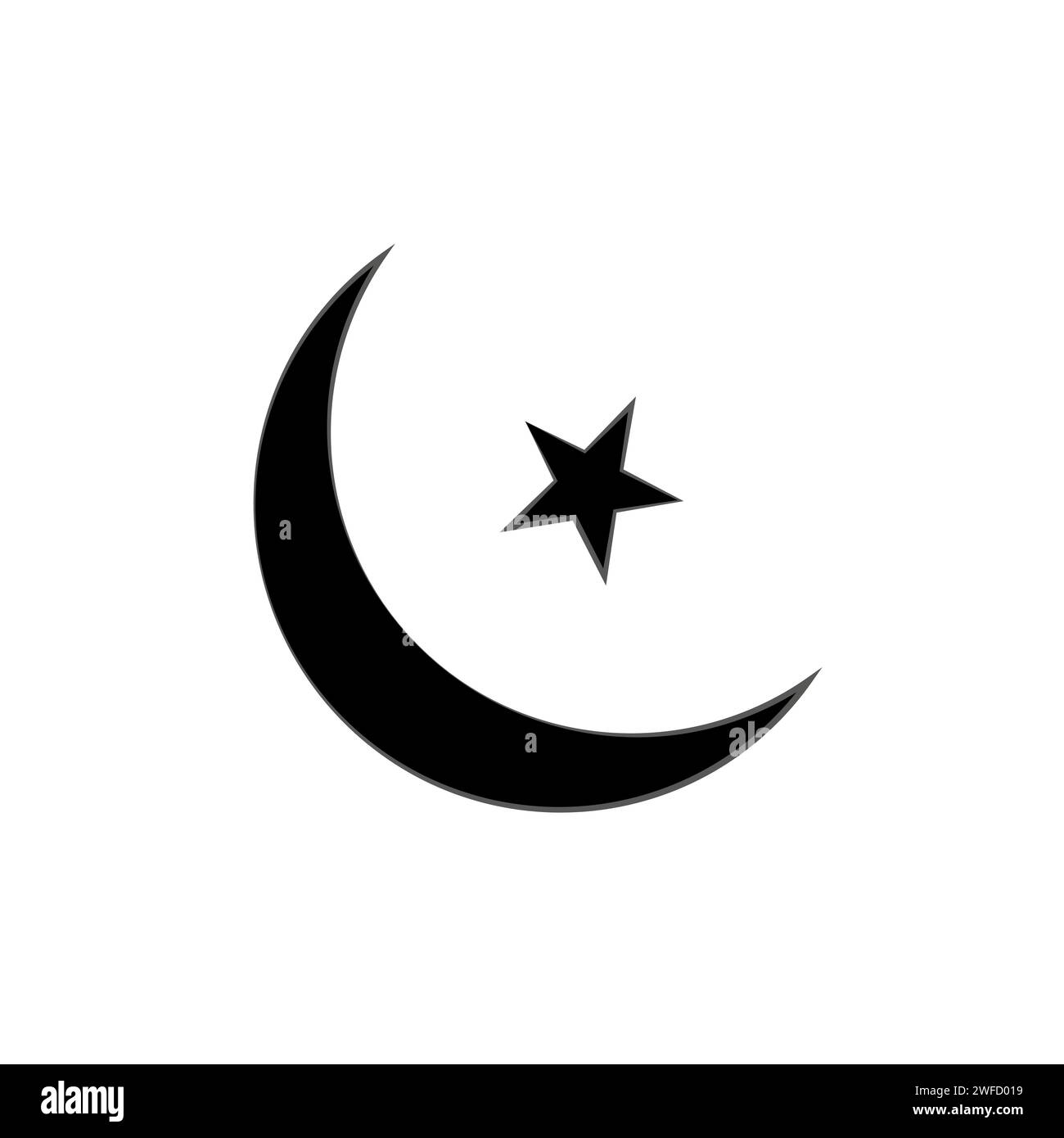 Flat button with moon star icon. Vector illustration. Stock image. EPS ...