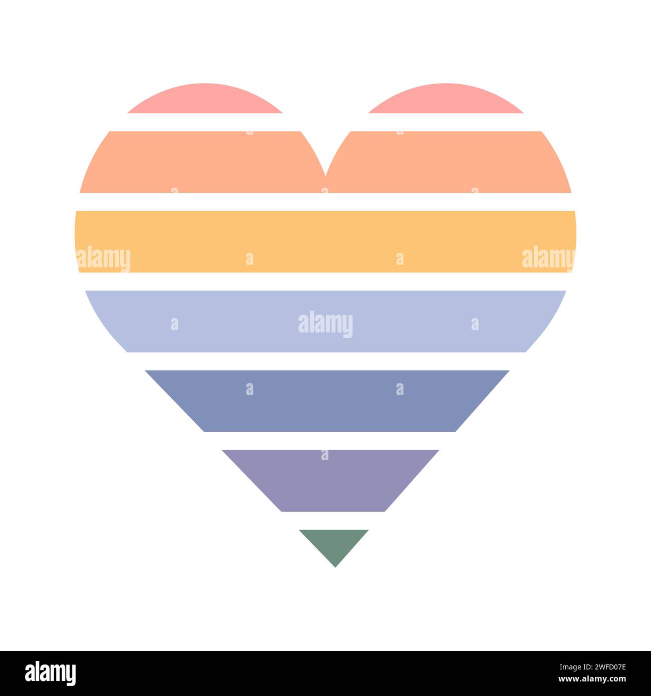 colored striped heart for cover design. Flyer design. Vector illustration. Stock image. eps 10. Stock Vector