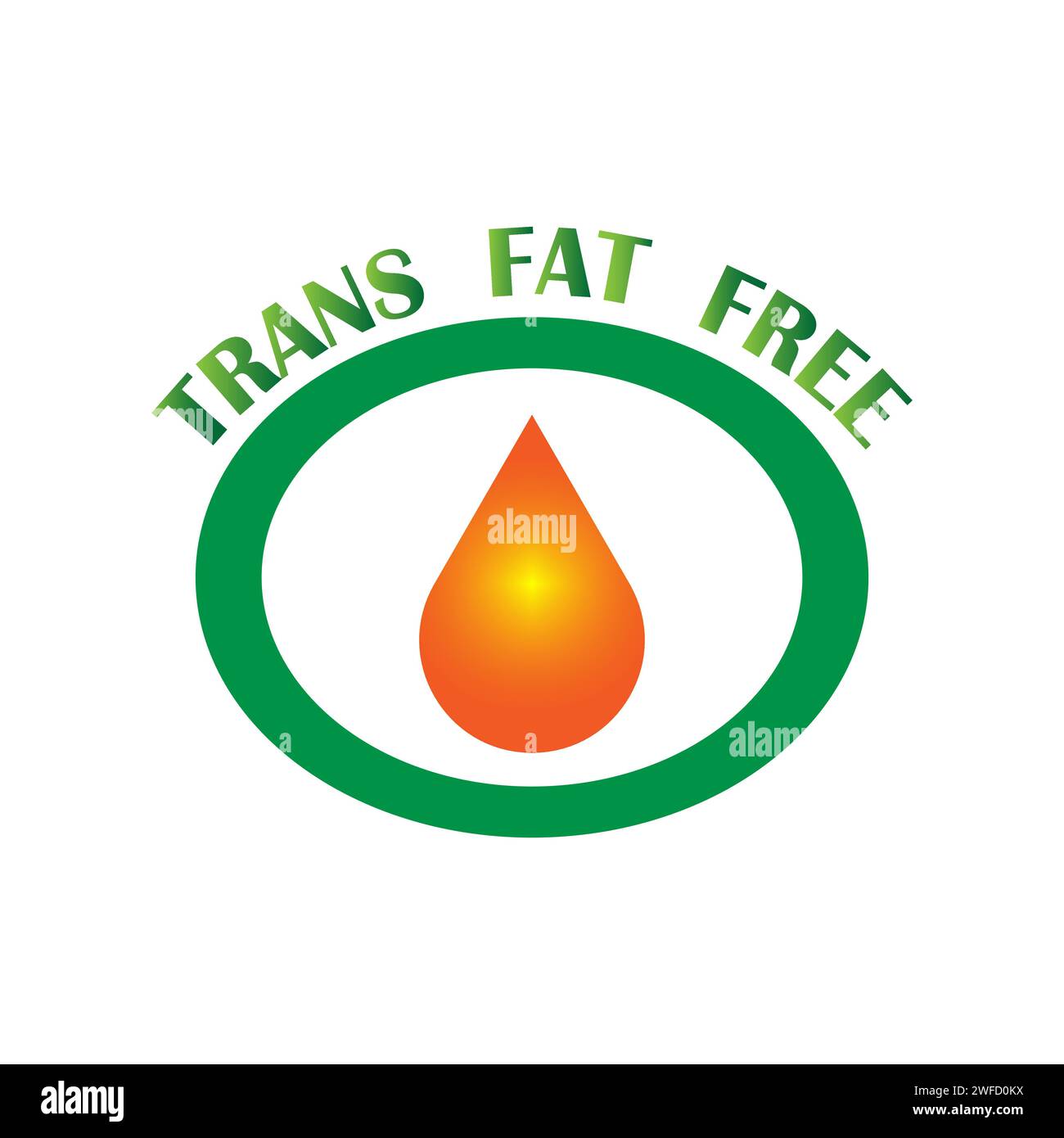 Trans fat free drop. Vegan food logo. Vector illustration. stock image. EPS 10. Stock Vector