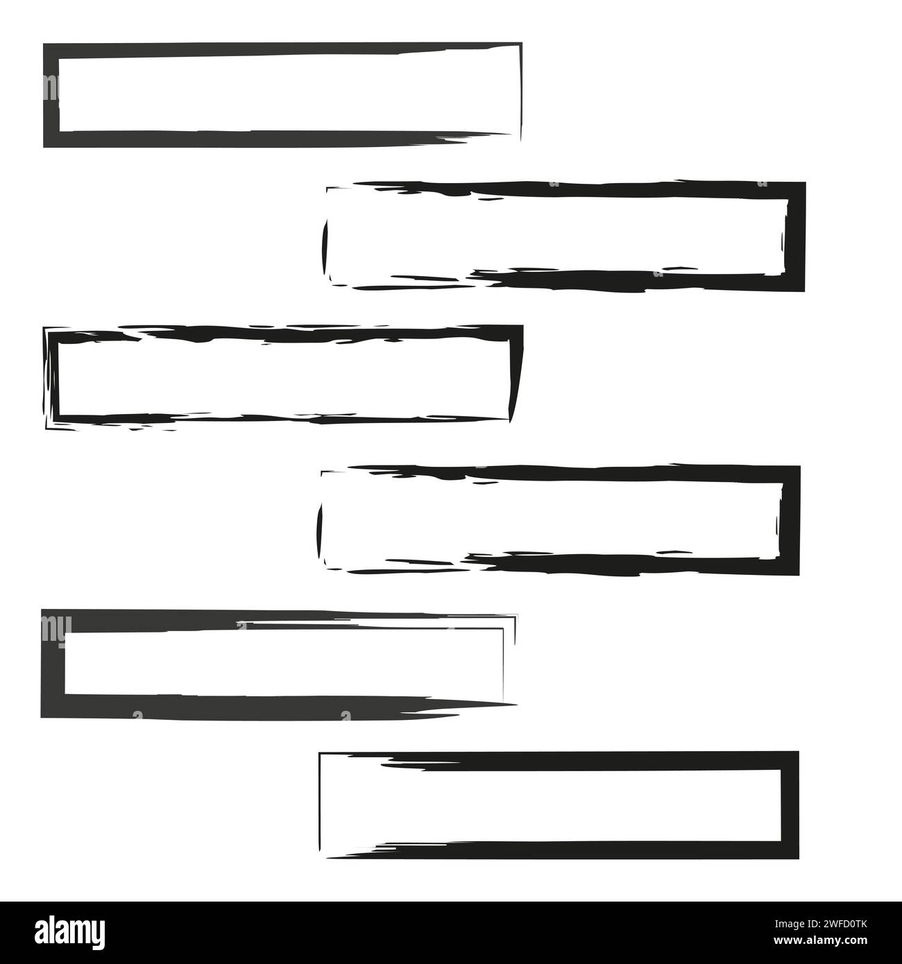 black brush rectangles. Ink paint brush stain. Grunge background ...