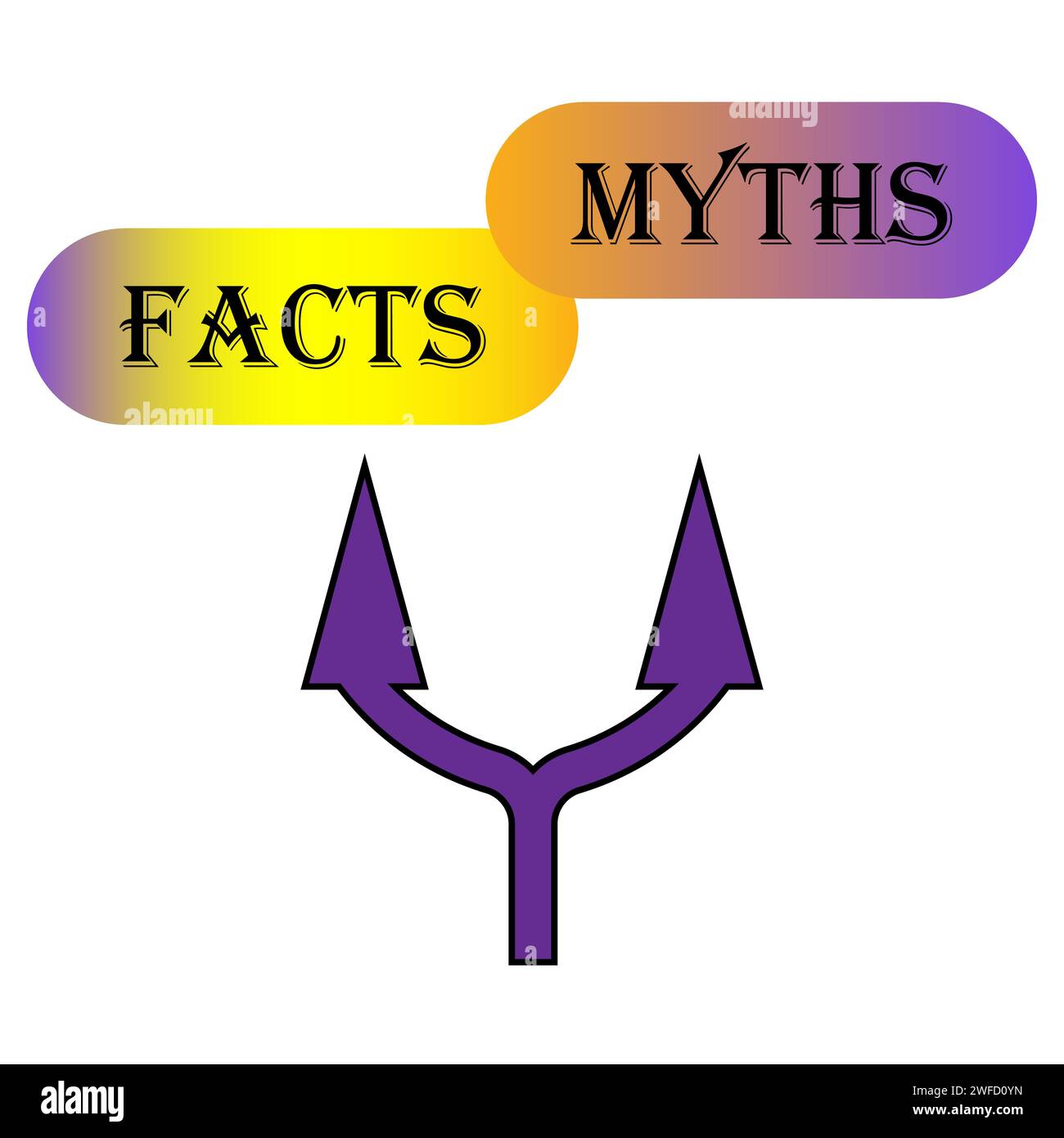 Button with facts myths arrows. Concept graphic design element. Vector illustration. stock image. EPS 10. Stock Vector