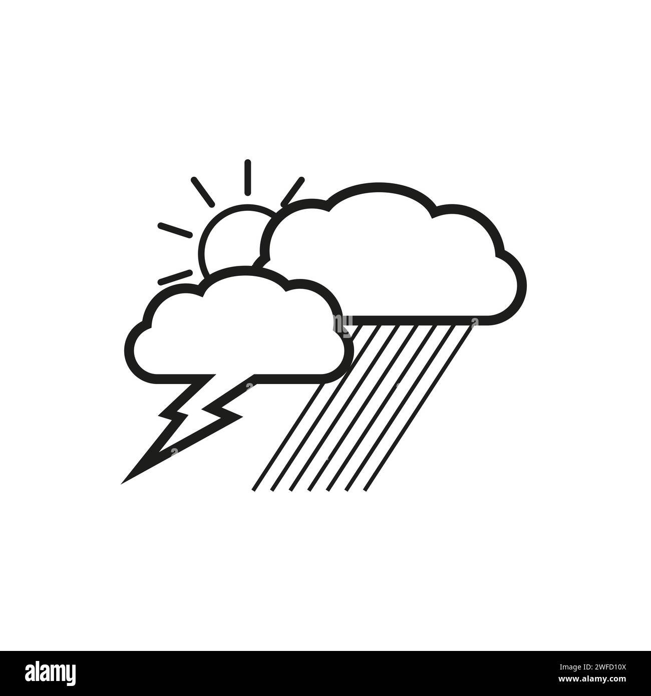 Clouds sun rain icon. Universal icons. Hot weather symbol. Computer interface. Vector illustration. Stock image. EPS 10. Stock Vector