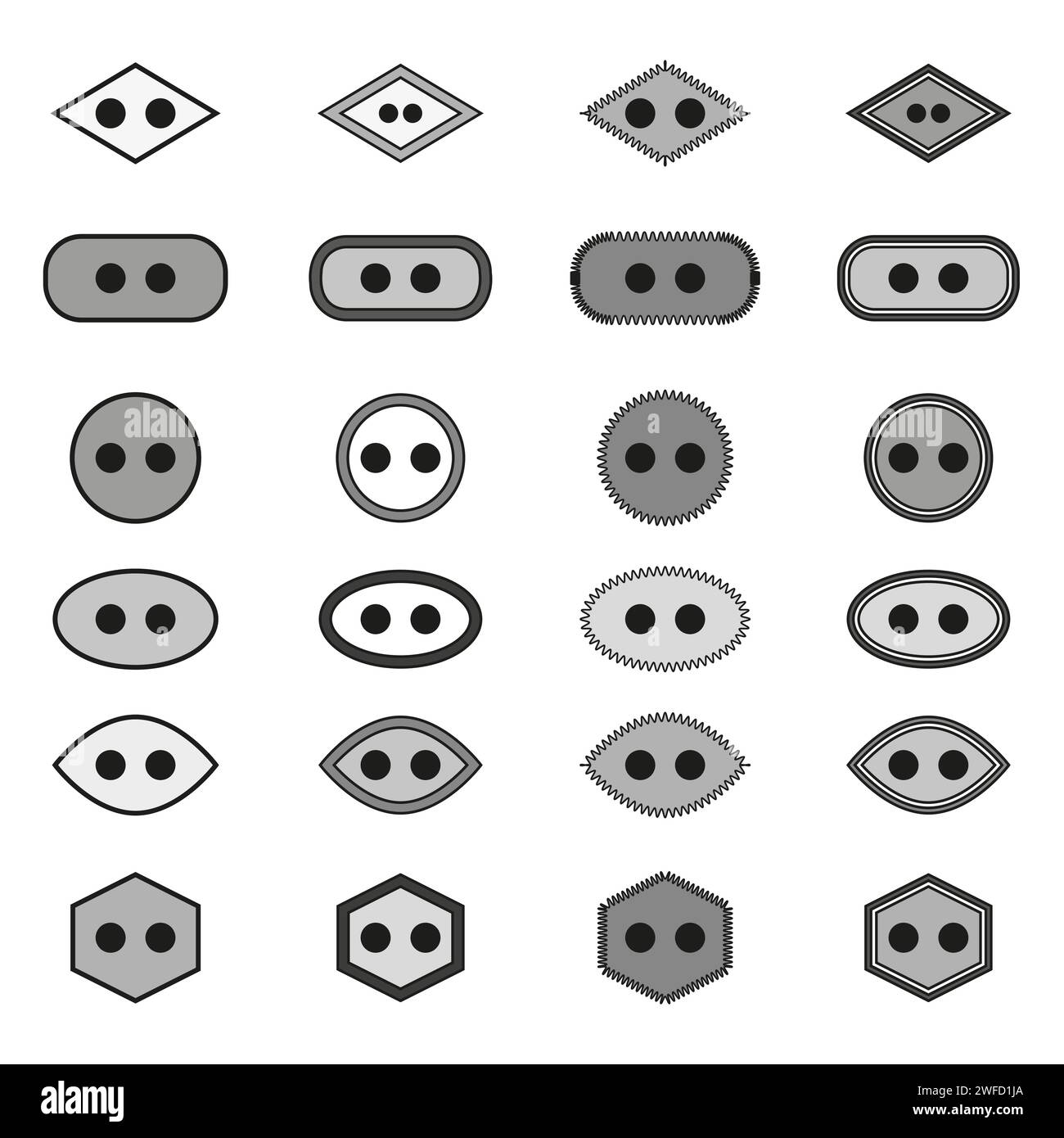 Buttons clothes different. Different apparel collection. Vector illustration. stock image. EPS 10. Stock Vector