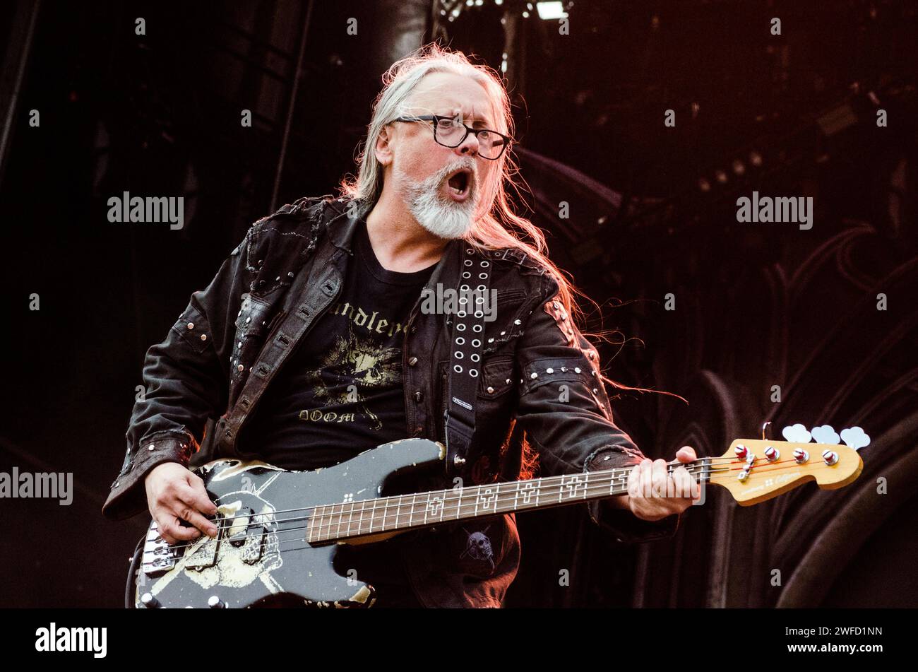 Leif Edling of Candlemass performing at AthensRocks Festival in Athens Olympic Complex / Greece, June 2023 Stock Photo