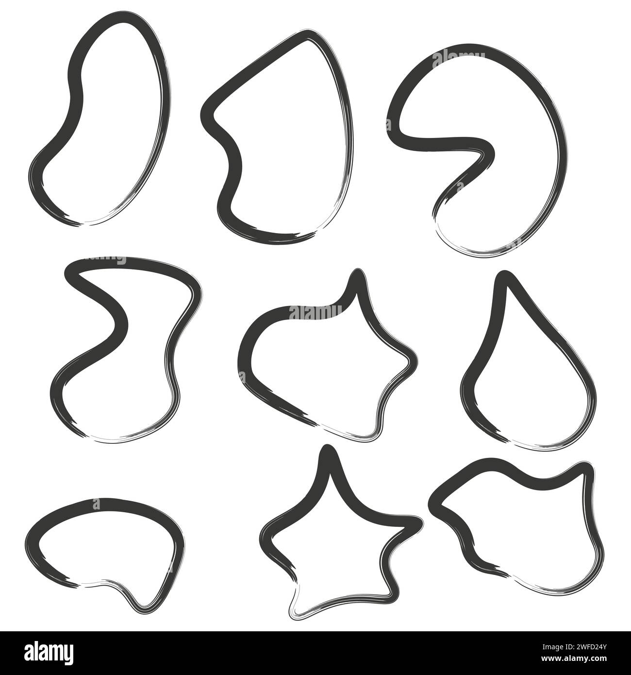 Brush texture. Sketch black collection. Hand drawn vector set. Vector illustration. Stock image. EPS 10. Stock Vector