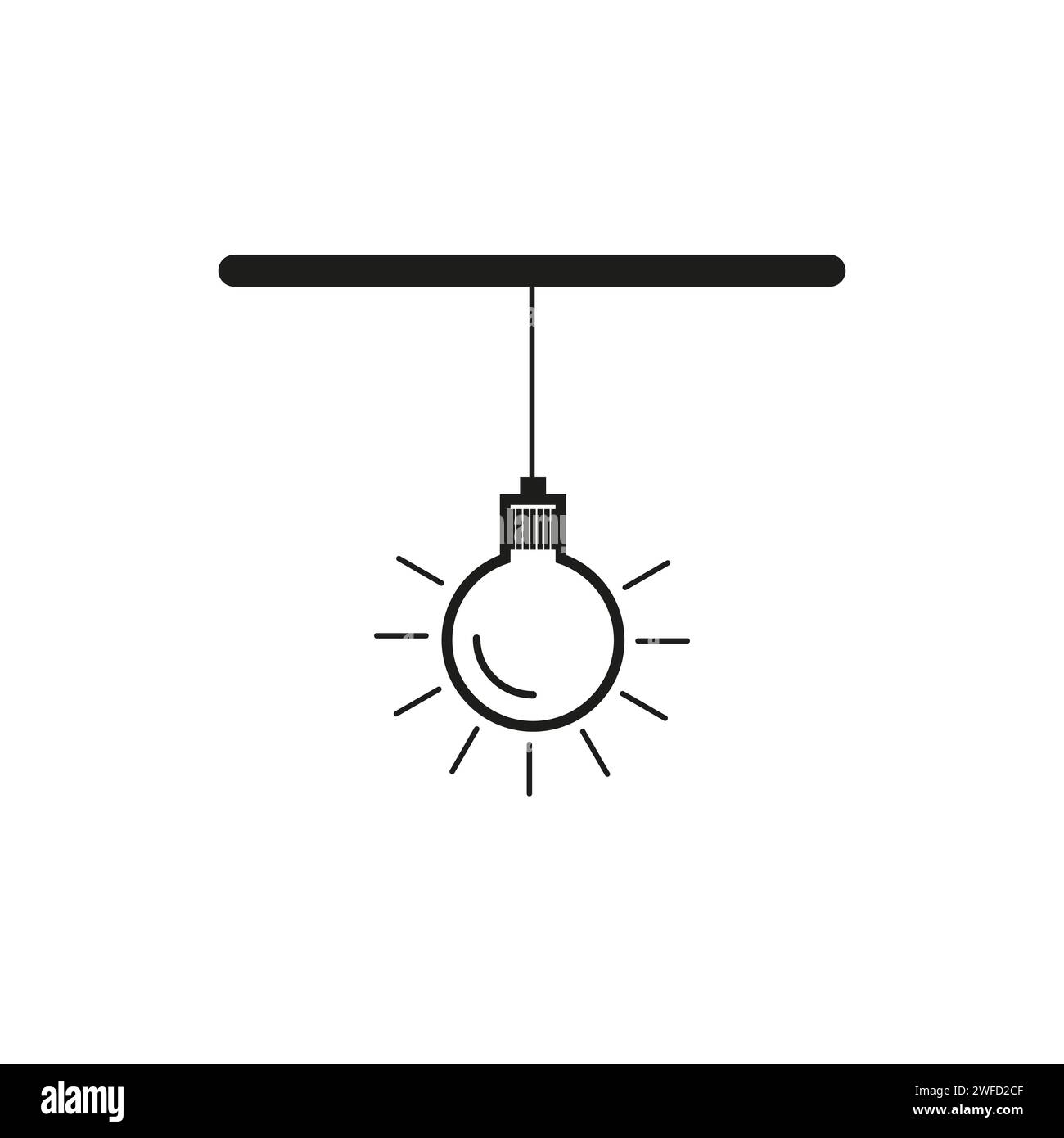 Retro light bulb ceiling icon. Vector illustration. Stock image. EPS 10. Stock Vector