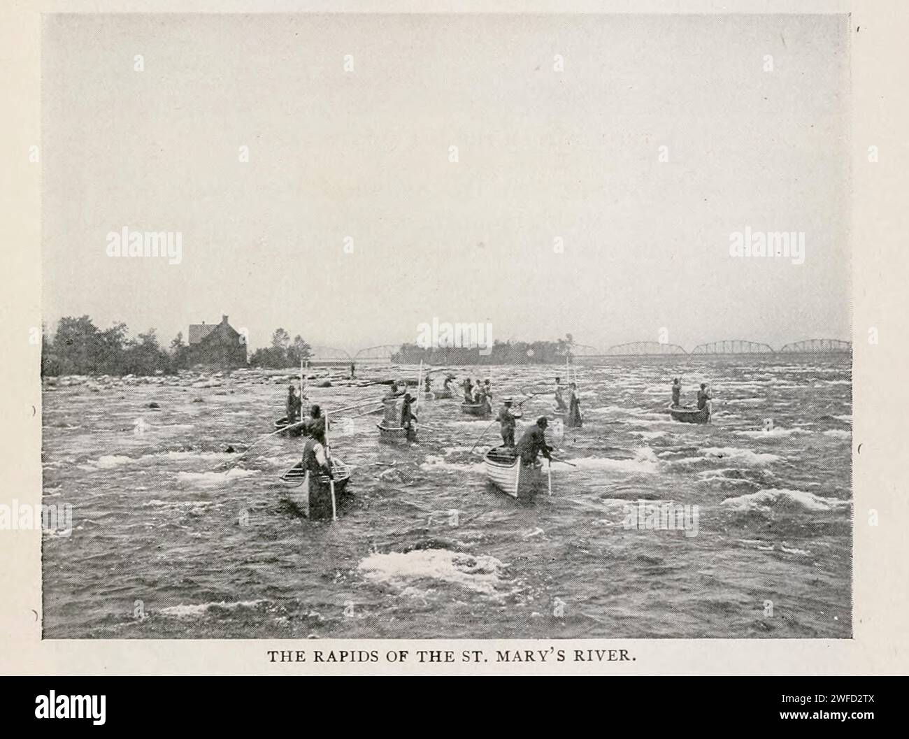 THE RAPIDS OF THE ST. MARY'S RIVER.from the Article THE BUSIEST CANAL IN THE WORLD. By Wm. P. Kibbee. from The Engineering Magazine Devoted to Industrial Progress Volume XI October 1897 The Engineering Magazine Co The Keweenaw Waterway is a partly natural, partly artificial waterway which cuts across the Keweenaw Peninsula of Michigan; it separates Copper Island from the mainland. Parts of the waterway are variously known as the Keweenaw Waterway, Portage Canal, Portage Lake Canal, Portage River, Lily Pond, Torch Lake, and Portage Lake. The waterway connects to Lake Superior at its north and s Stock Photo