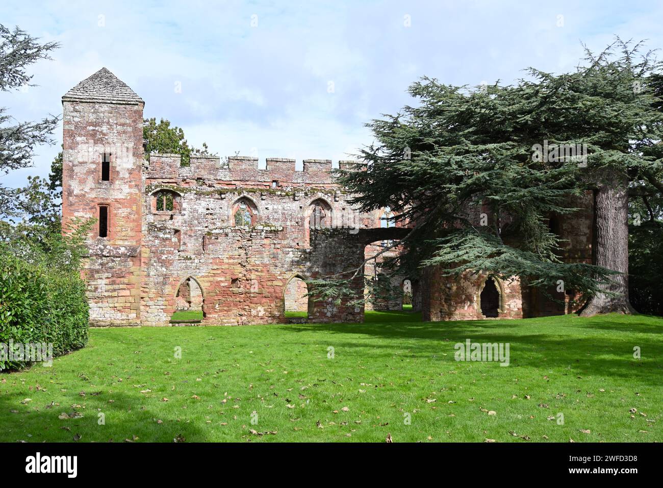 Acton Burnel castle, a 13th century fortified manor house in Acton Burnell, Shrewsbury, Shropshire Stock Photo