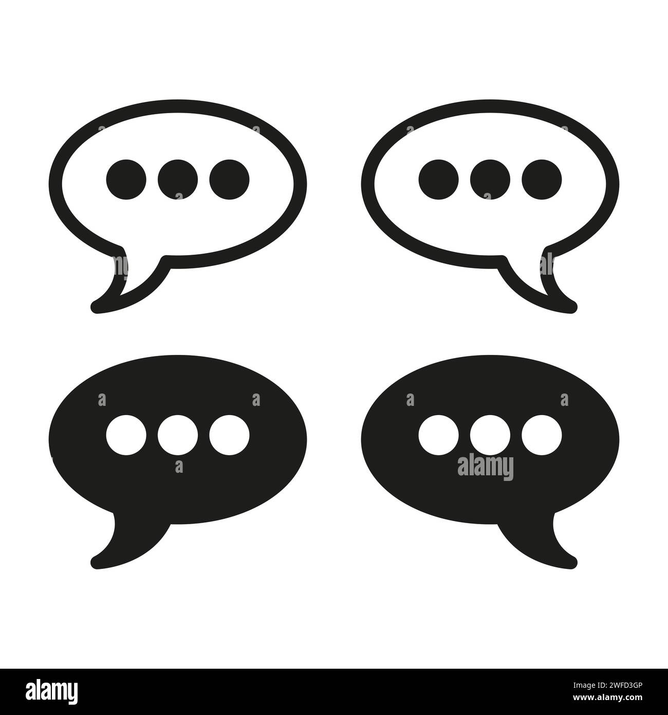 Message icons. Speak icon. Dialog, chat speech bubble. Cloud icon. Chat ...