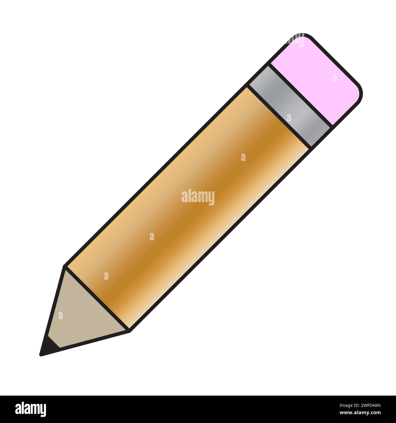cartoon short pencil on white background. Creative concept. Isolated