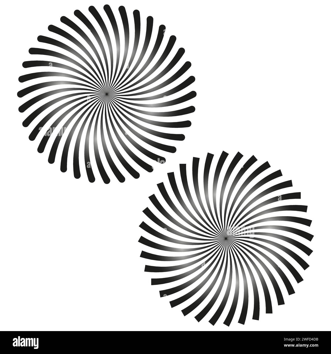black circles rays. Black background. Abstract geometric round shape ...