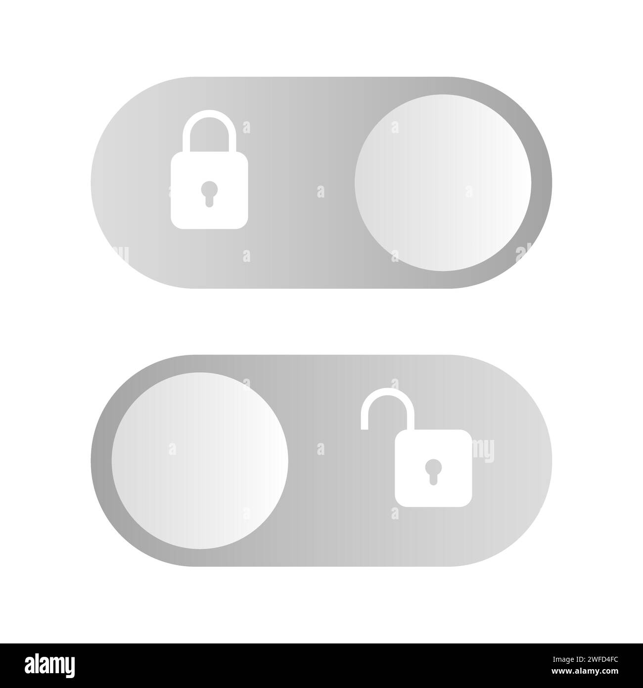 Sliders locked unlocked. Modern button. Vector illustration. stock image. EPS 10. Stock Vector