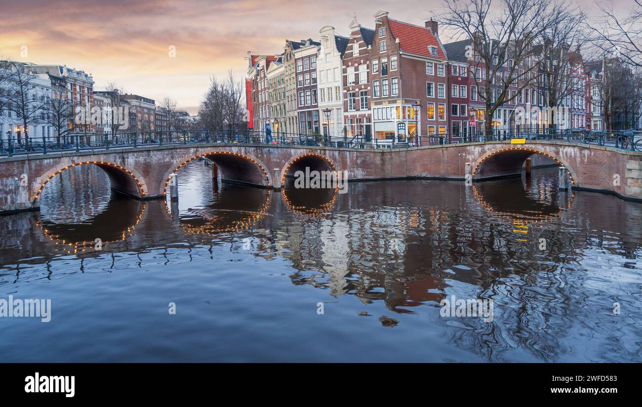 Corner of Keizersgracht & Leidsegracht in Amsterdam Netherlands Stock Photo