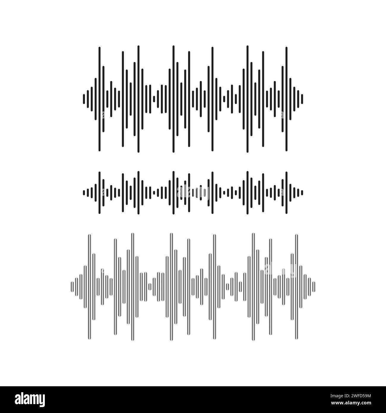 black sound wave icon. Music track sound wave.Vector illustration. EPS 10. Stock Vector