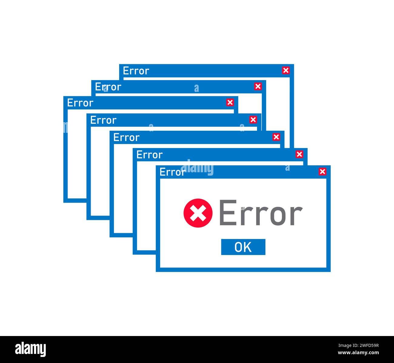 Many error messages. Computer interface. Alert message. Vector illustration. stock image. EPS 10. Stock Vector