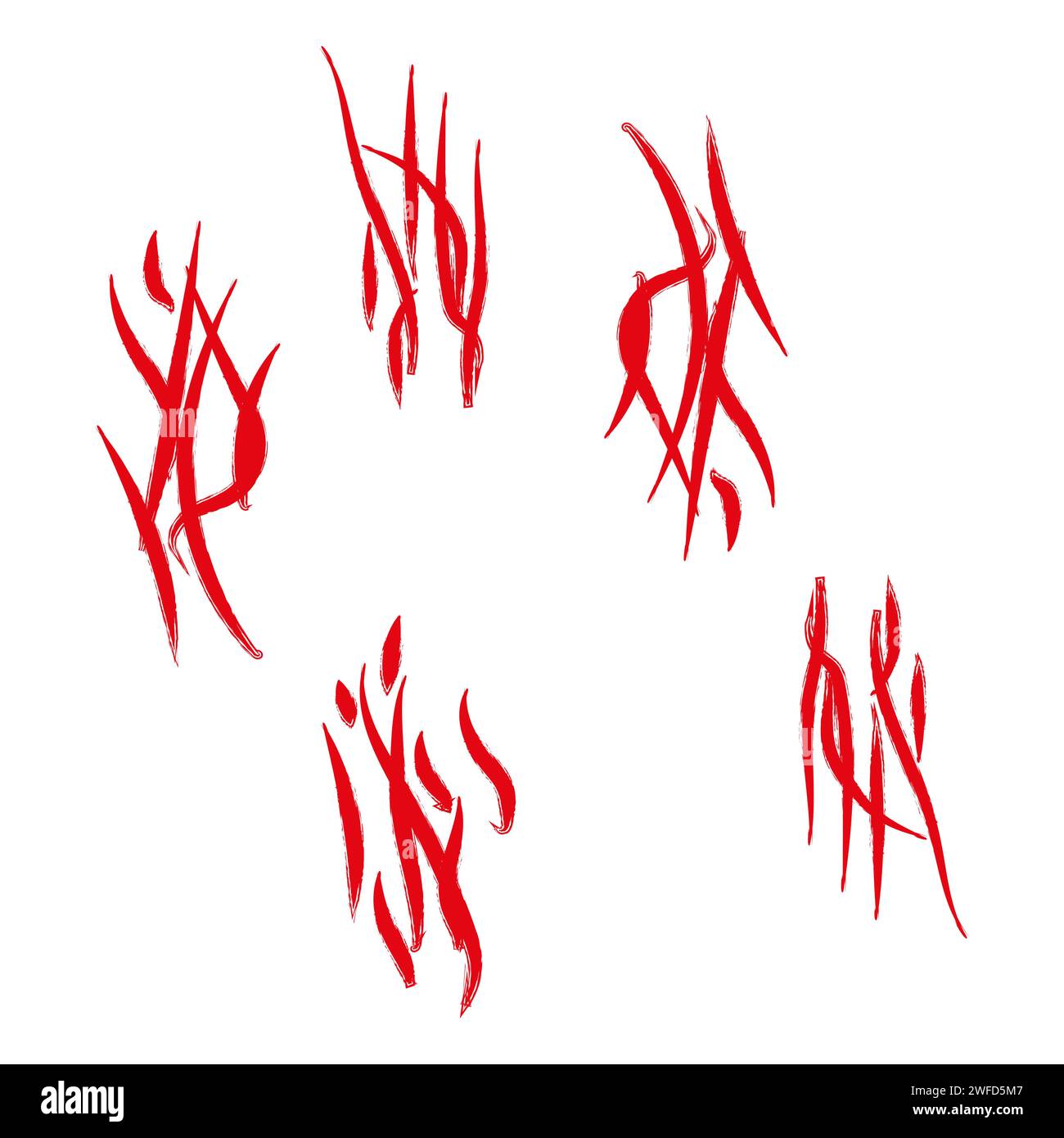 Set with werewolf, cat or beast red scratch scrape. Four wound marks