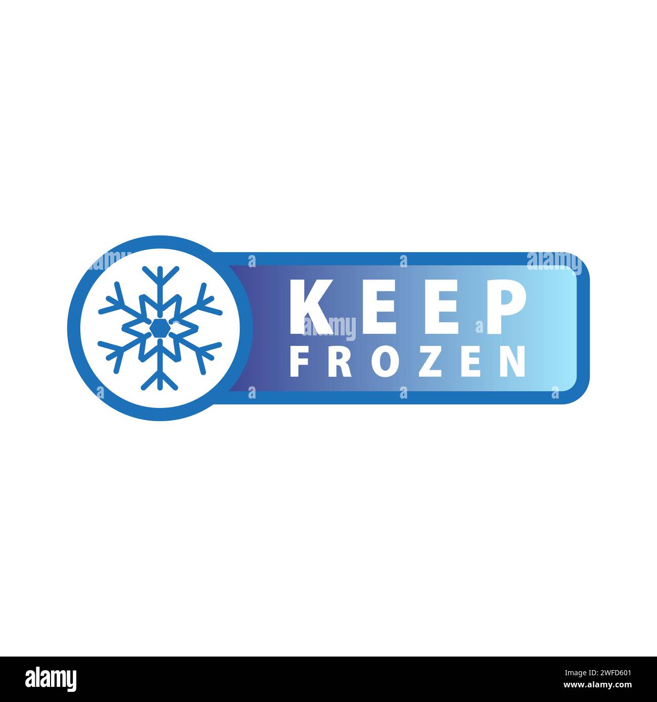 Keep frozen label. Storage in refrigerator and freezer. Sticker with snowflake and thermometer. Keep frozen badges for product. Vector illustration. E Stock Vector