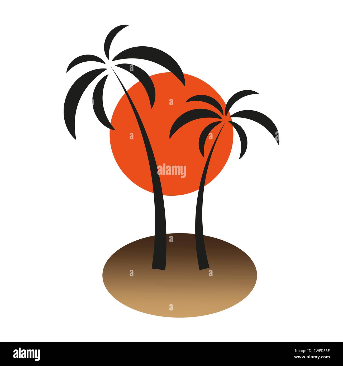 Palm tree with sun vector icon tropical island summer symbol for your ...