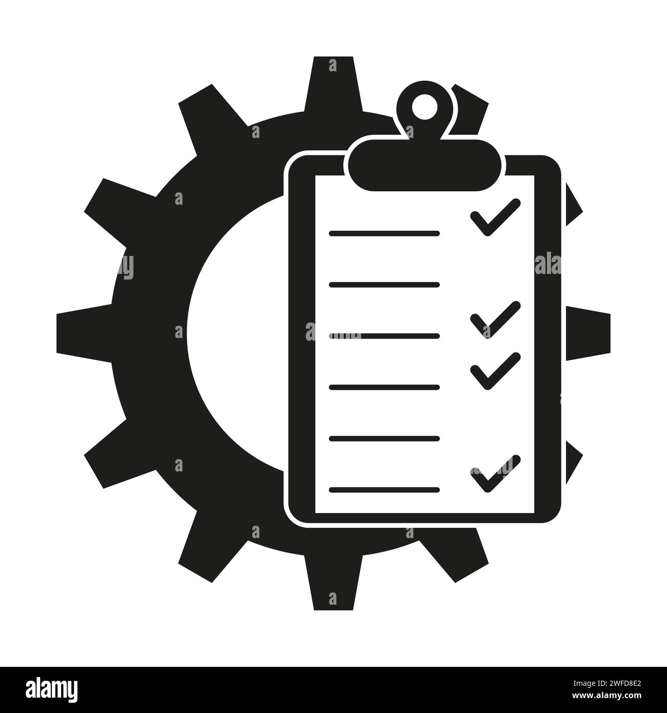 Gear icon tablet notes. Document symbol. Vector illustration. EPS 10. Stock Vector