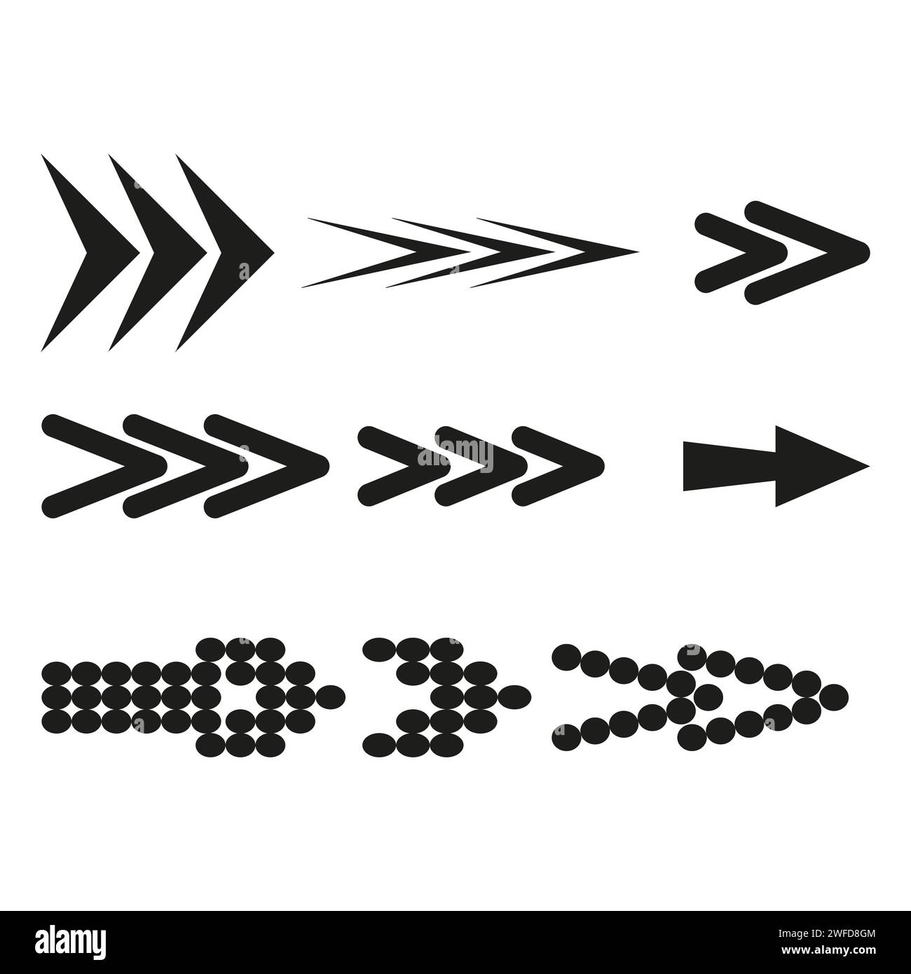 Arrow pointer. Black different arrows. Vector illustration. Stock image. EPS 10. Stock Vector