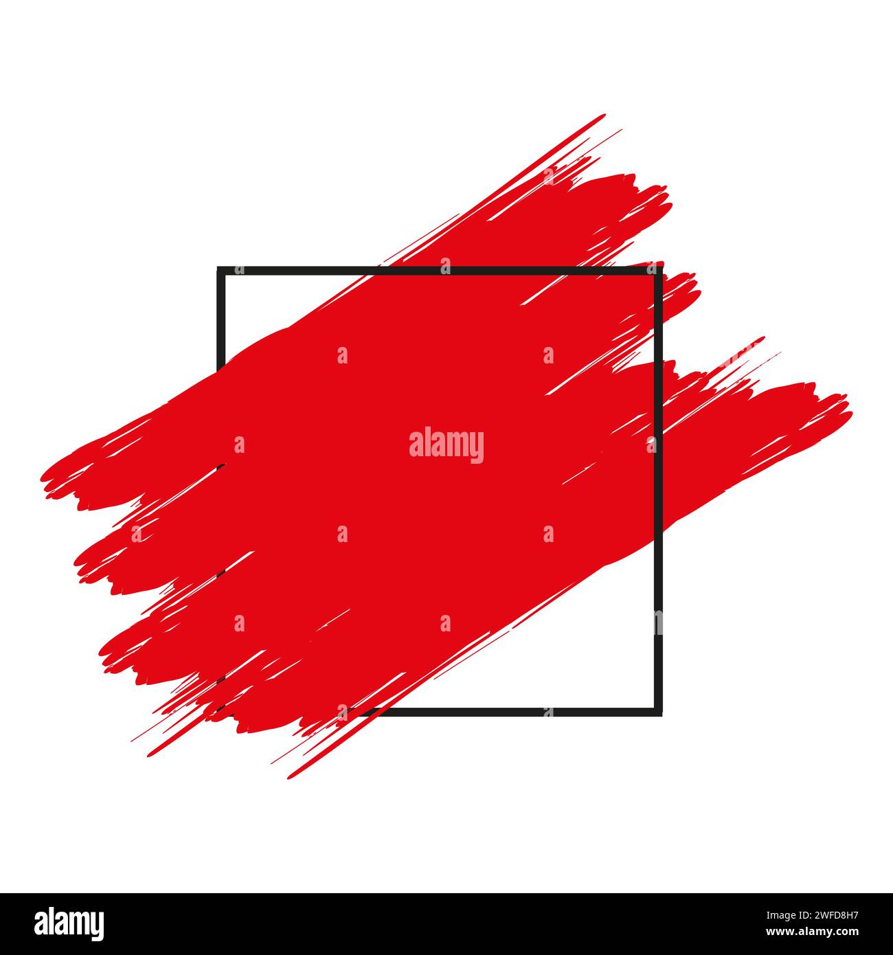 Red brush stroke in a frame on a white background. Perfect For Logo ...
