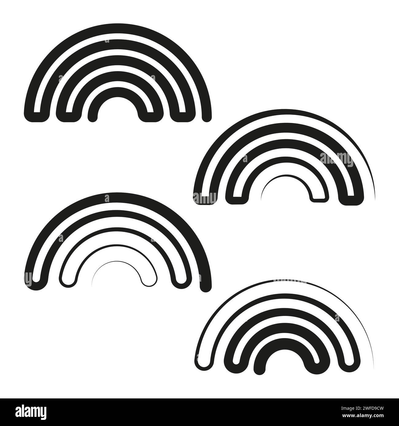 Graphics, icon, symbol made of parallel curved lines. Camber, flexure lines element. Vector illustration. EPS 10. Stock Vector