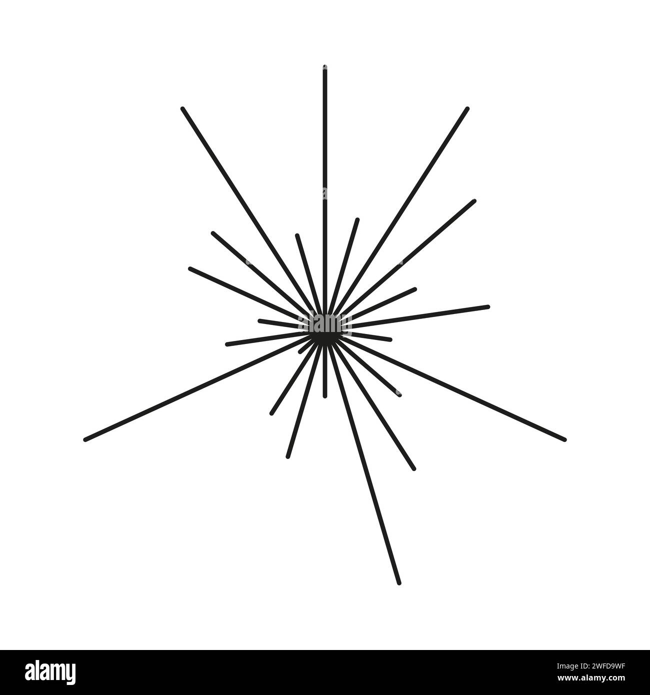 Radial radiating beam ray lines. Starburst, sunburst lineal element