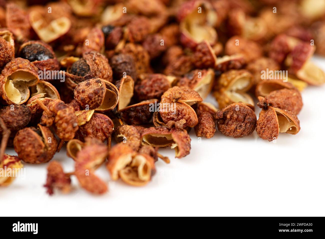 Pile of Sichuan Chinese pepper, macro shot Stock Photo