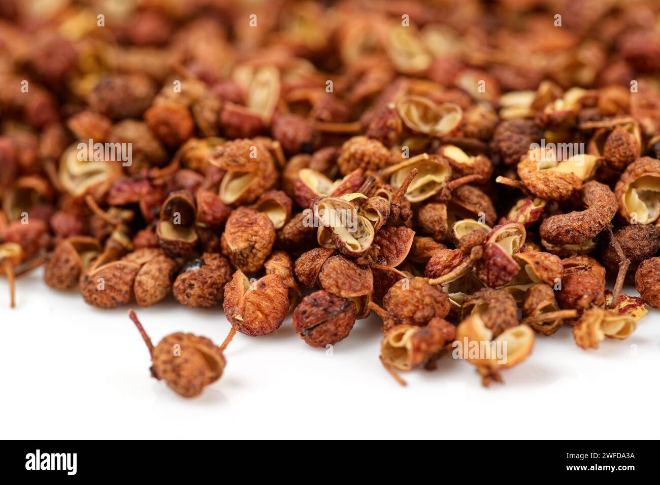 Pile of Sichuan Chinese pepper, macro shot Stock Photo