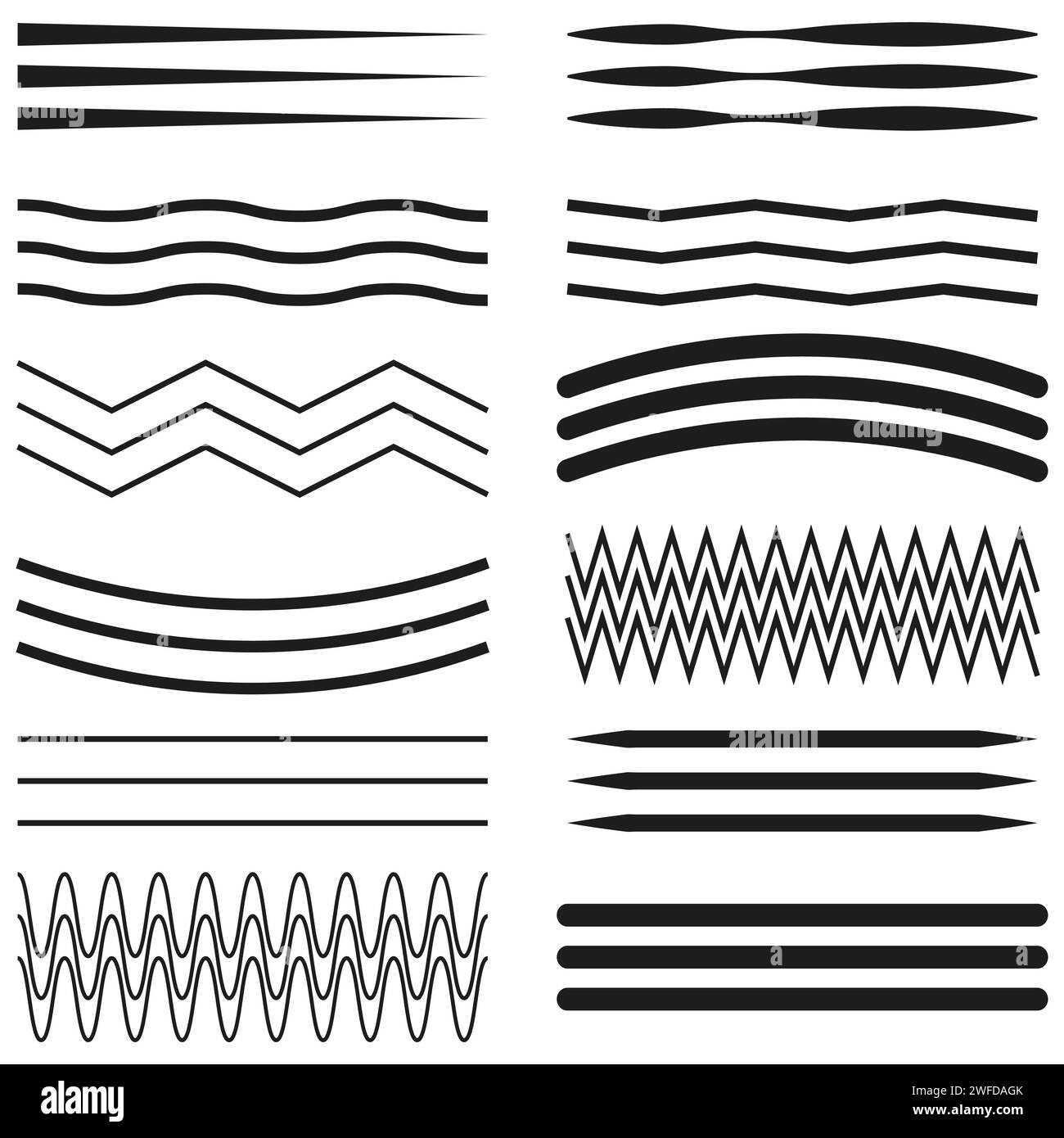 lines marker by hand. underline, emphasis set. Vector illustration