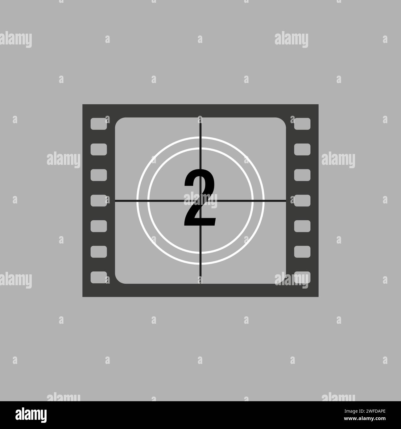 Great countdown footage of classic movie number two. Old fashioned film counter. Vector illustration. Stock image. EPS 10. Stock Vector