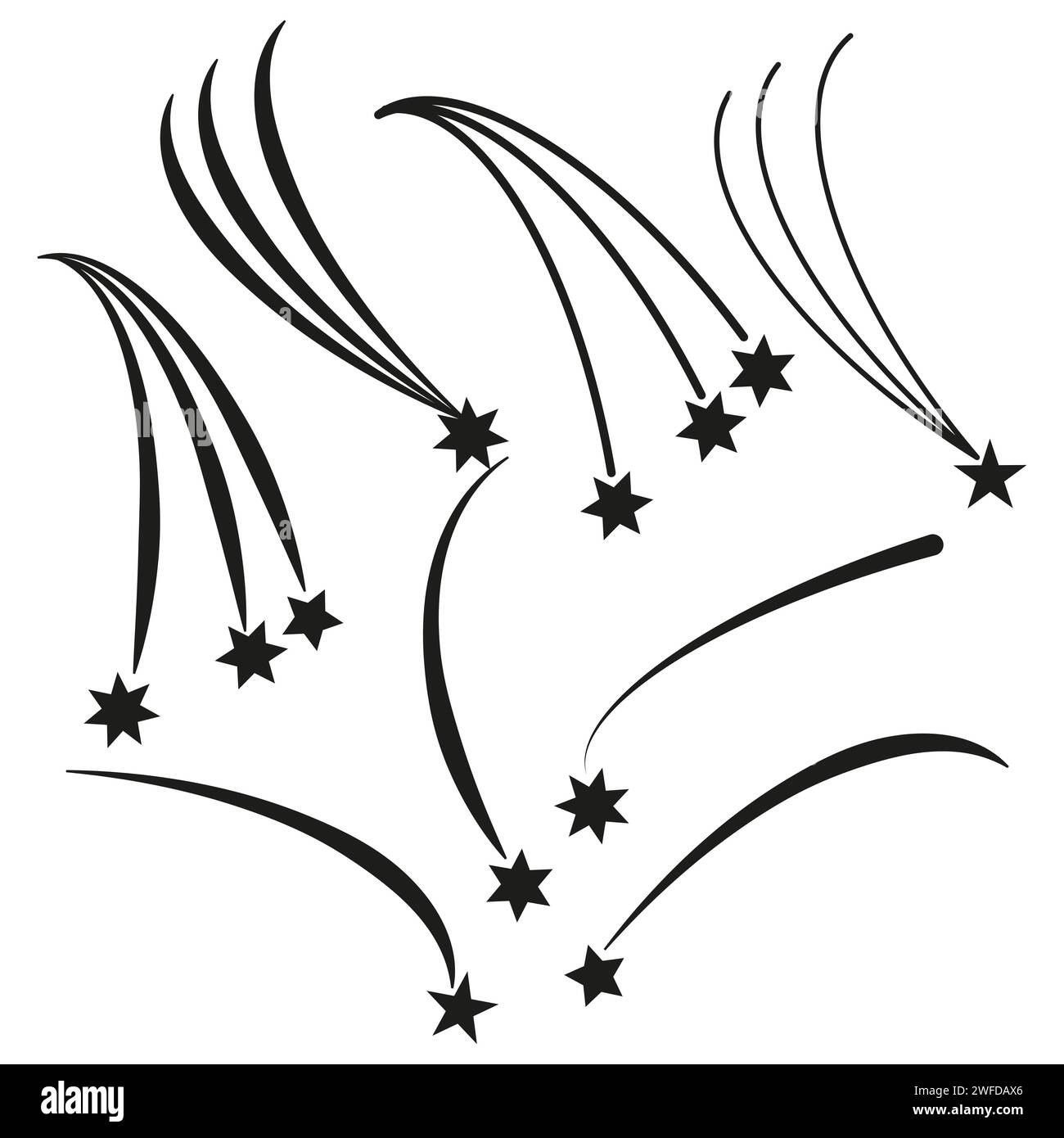 black shooting stars icon. Shooting set icon. Space icon set. Star icon