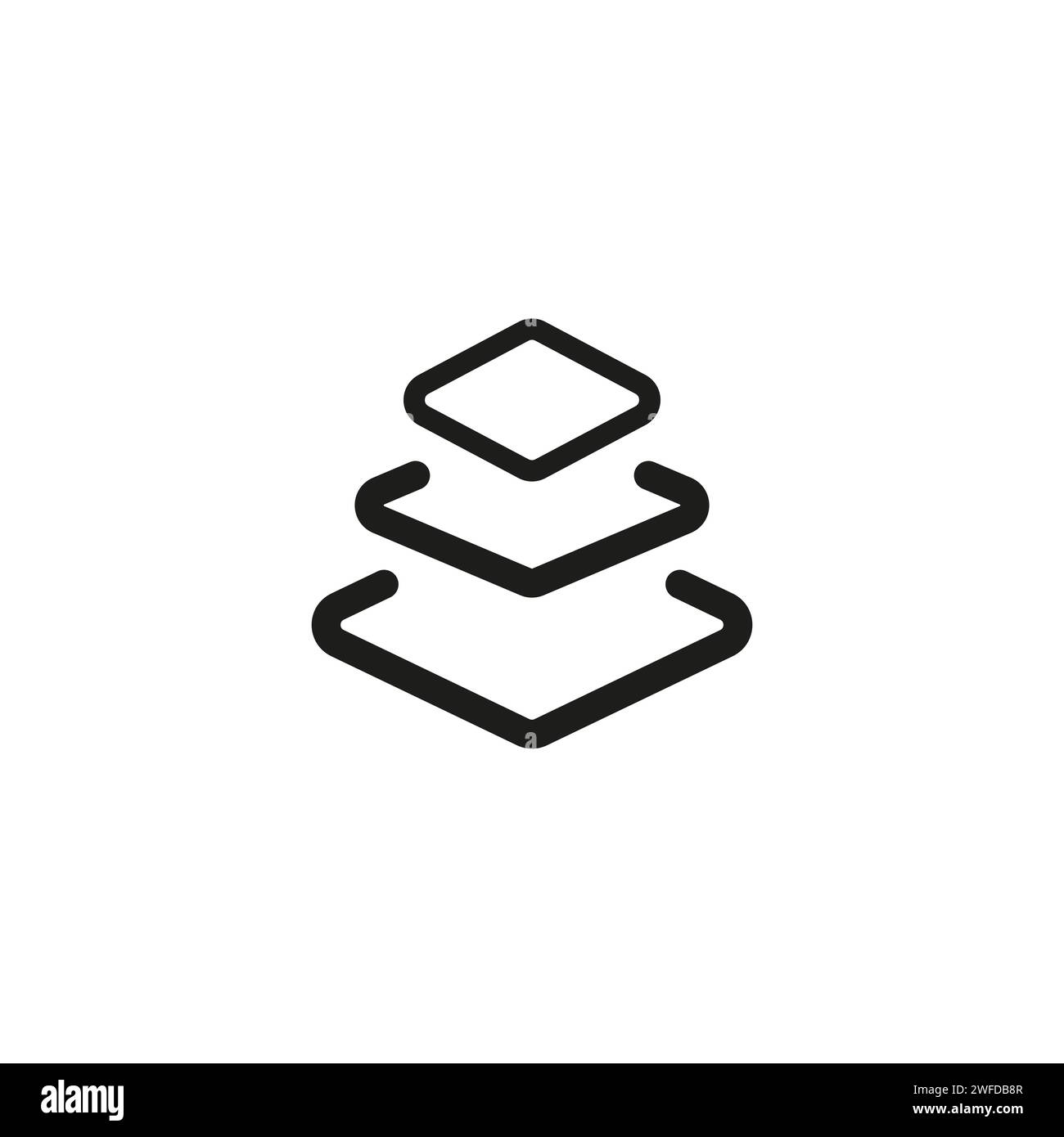 3 layer icon, stack level, height floor thin line web symbol. Vector ...