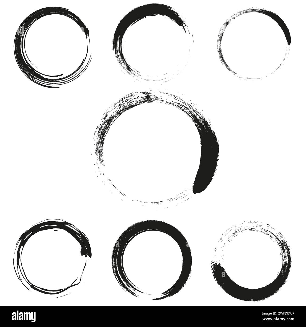 Set of grunge circle brush strokes, for frames. Vector illustration ...