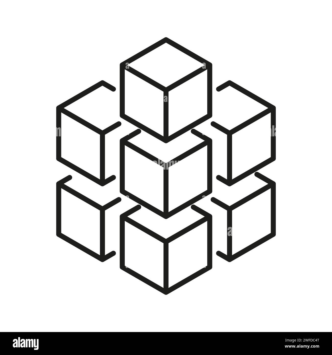 blockchain icon, block chain technology for finance. Vector ...