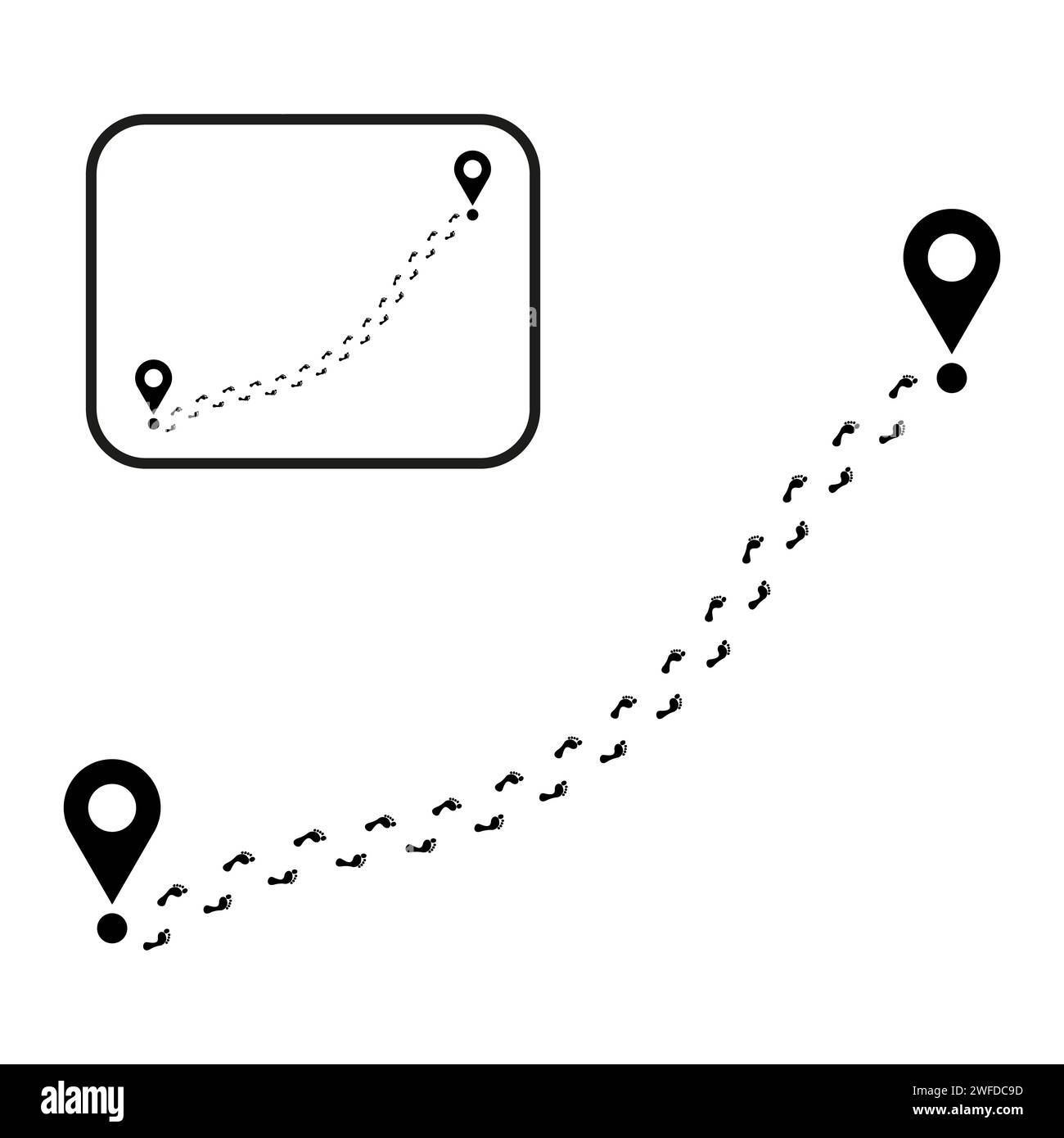 Different human footprints pin icon. Vector illustration. EPS10. Stock image. Stock Vector