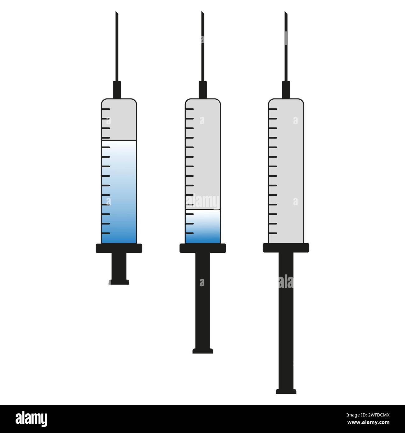 Medical syringe injection. Vector medical syringe icon set. Vector ...
