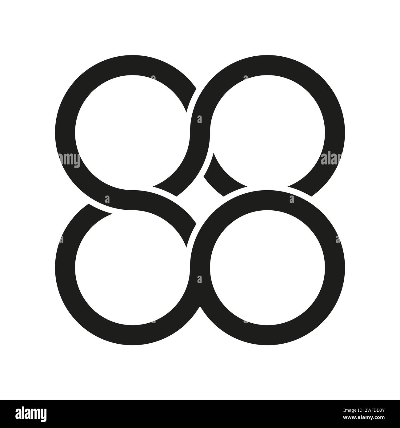 Interlocking circles 4 interlocking circle symbol element. Vector ...