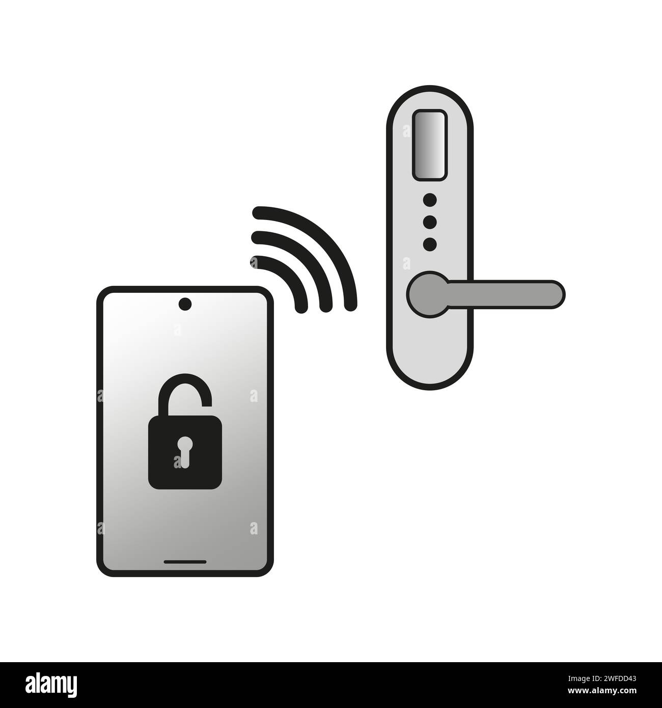 smart lock icon, phone key for unlock door and open, automatic