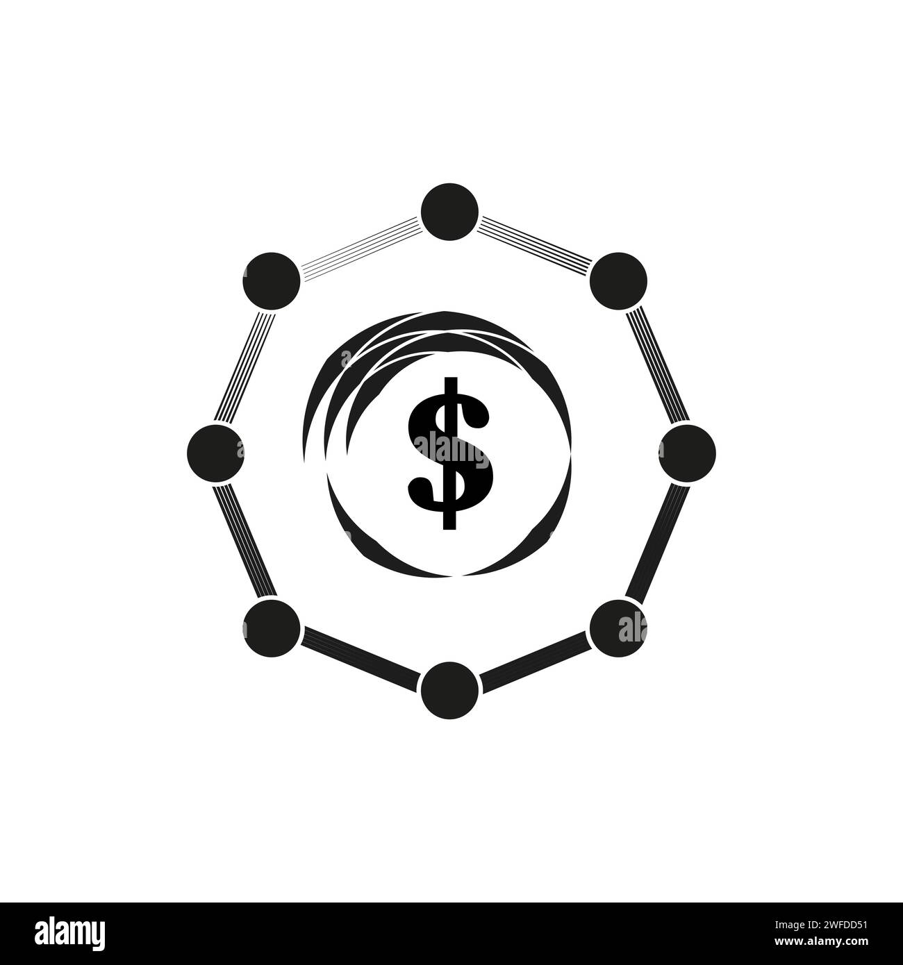 Money Network icon. Vector illustration. EPS 10. Stock image. Stock Vector